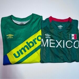 Umbro Green Yellow Sports Jerseys shirts tops soccer boys long & short sleeve